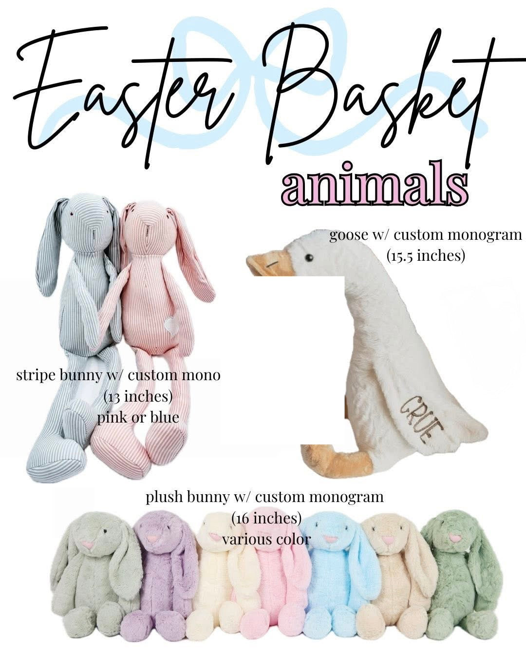 Custom Embroidered Easter Plush – Bunny or Goose PREORDER
