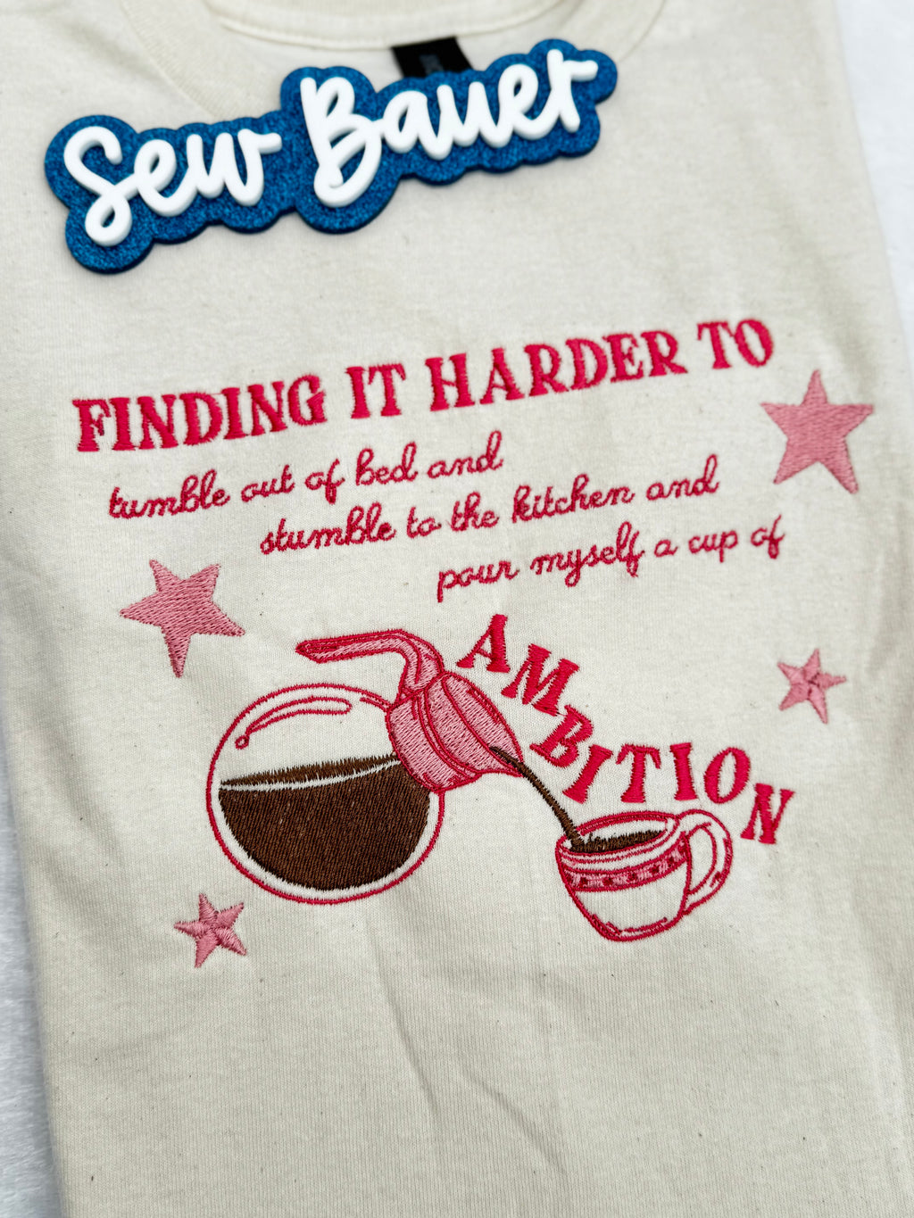 Finding It Harder to Tumble Out of Bed Embroidered Sweatshirt | Coffee Lover Sweatshirt | Cozy Mom Sweatshirt