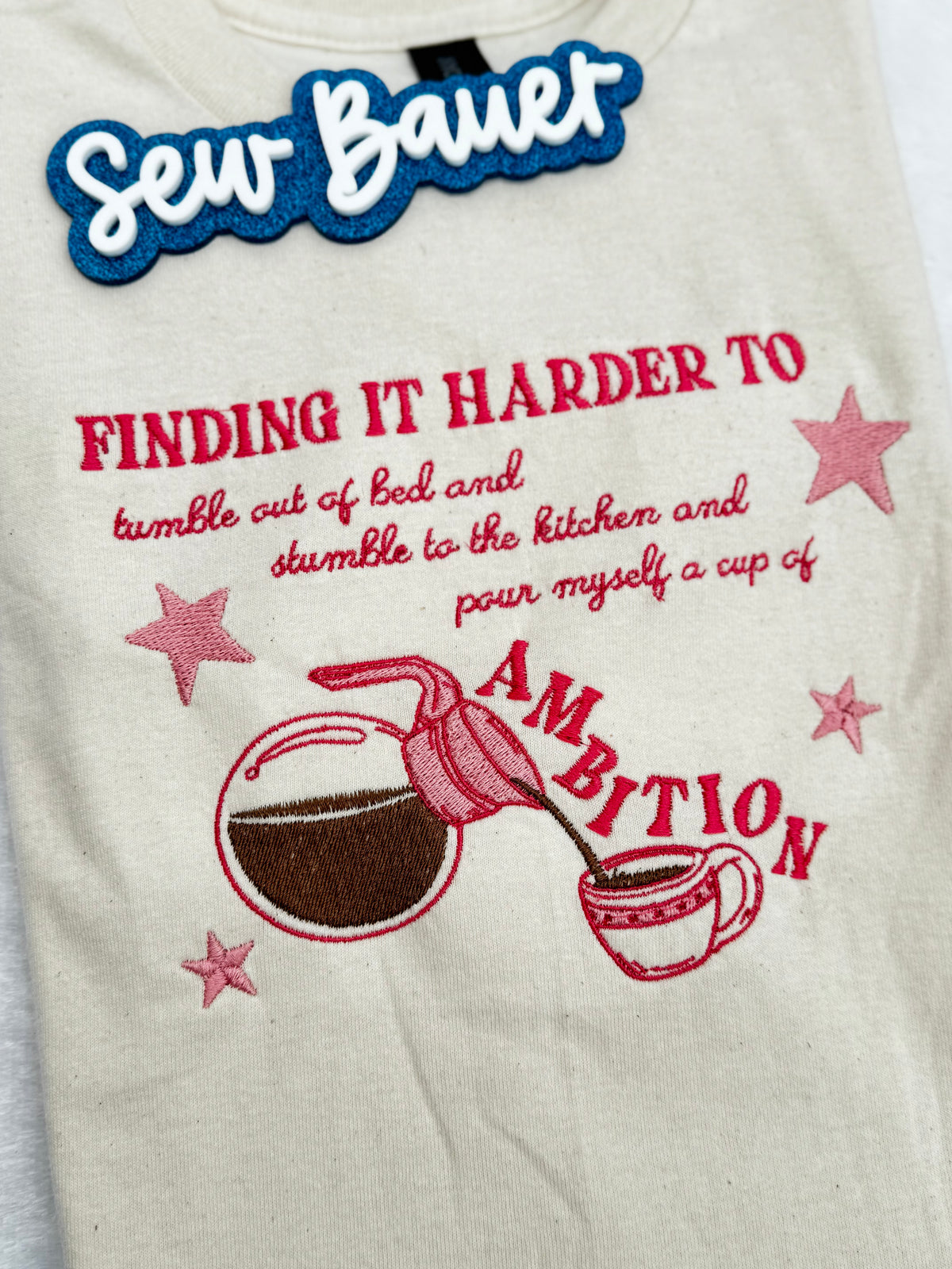 Finding It Harder to Tumble Out of Bed Embroidered Sweatshirt | Coffee Lover Sweatshirt | Cozy Mom Sweatshirt