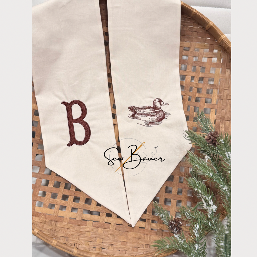 Personalized Wreath Sash with Initial & Duck Motif | Neutral Farmhouse Door Decor