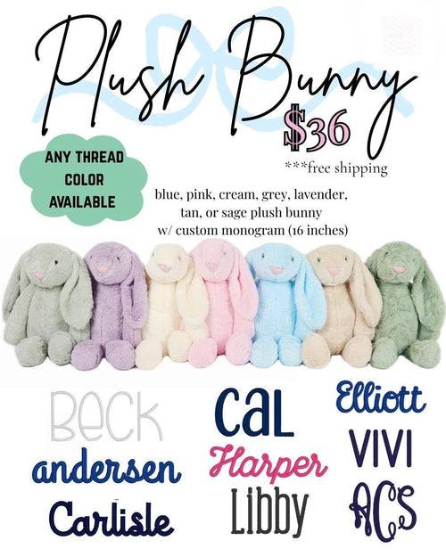 Custom Embroidered Easter Plush – Bunny or Goose PREORDER