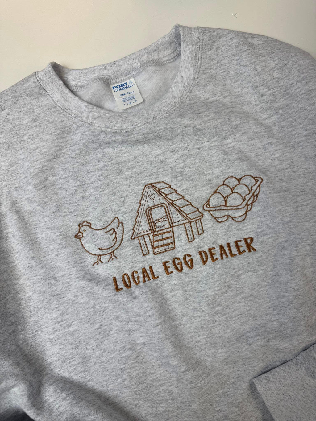 Local Egg Dealer Embroidered Sweatshirt – Funny Farm Crewneck for Chicken Lovers