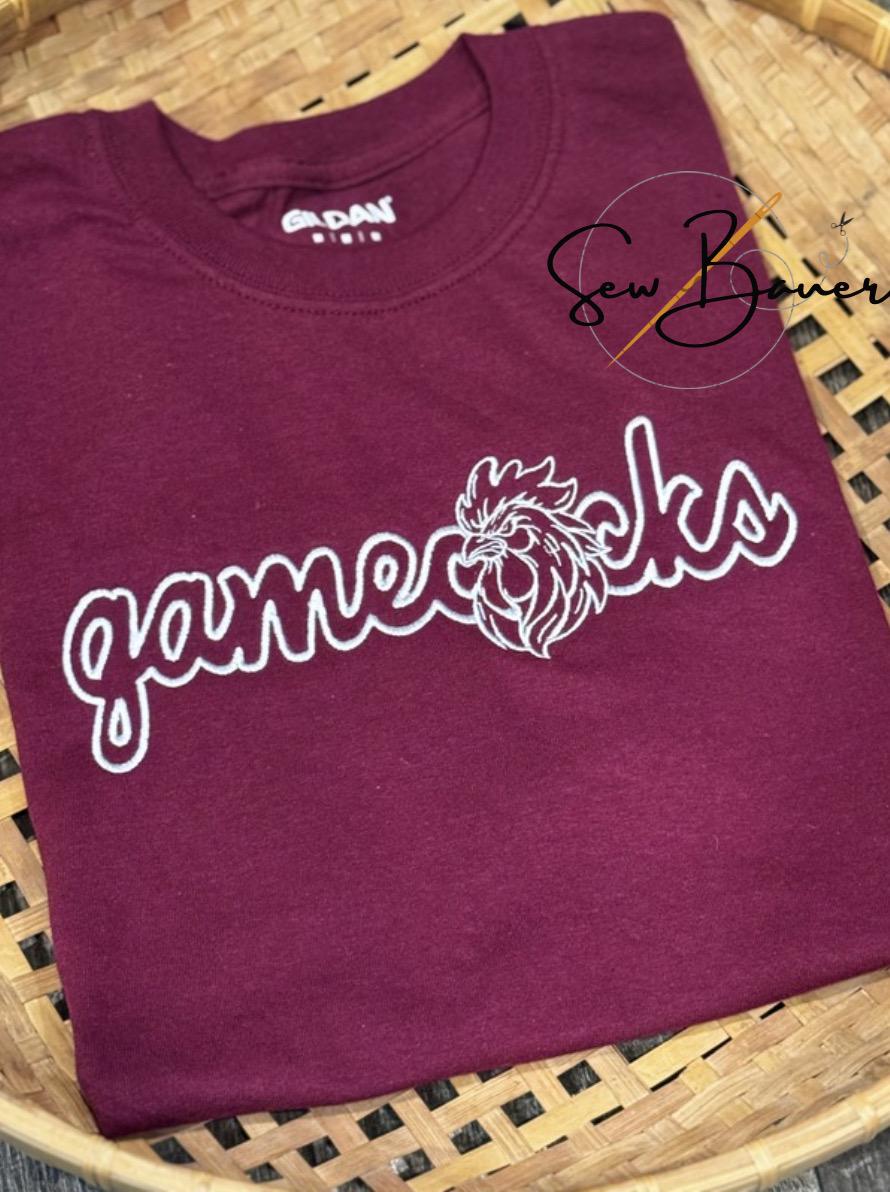 Embroidered Gamecocks Shirt: Handmade College Spirit Tee.