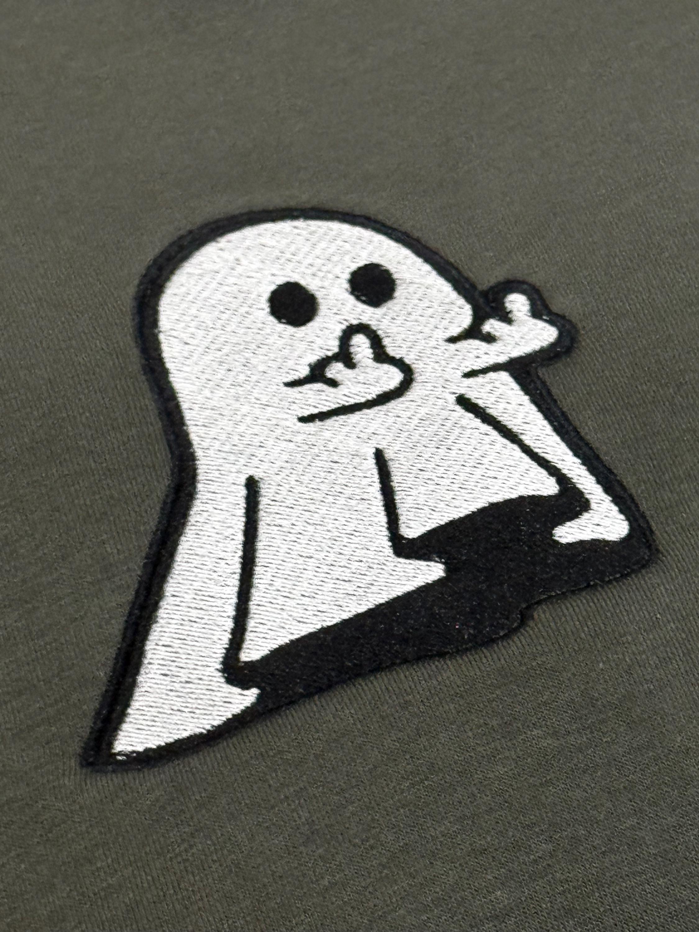 Embroidered Ghost Hoodie: Funny Halloween Couple Sweatshirt