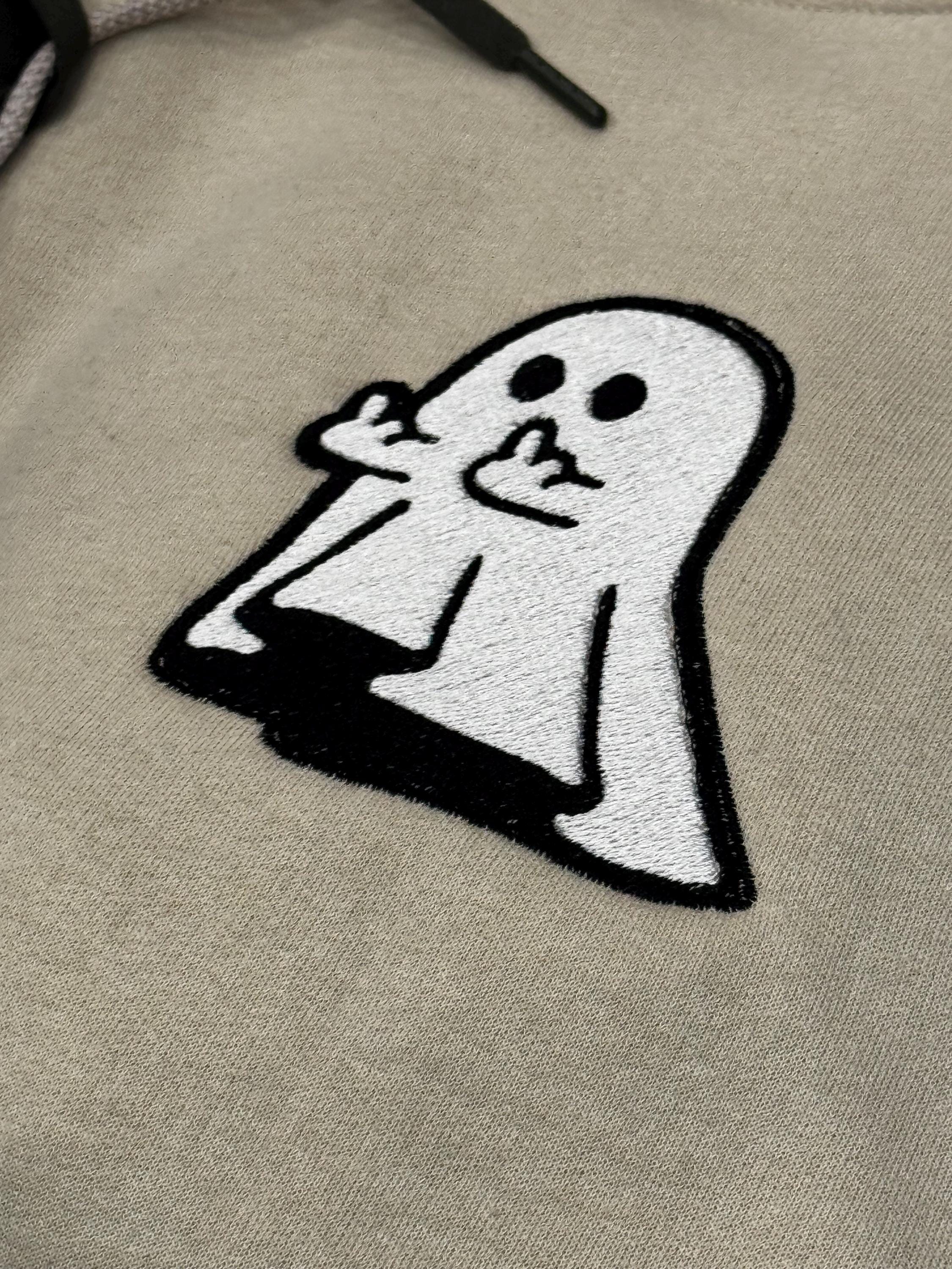 Embroidered Ghost Hoodie: Funny Halloween Couple Sweatshirt