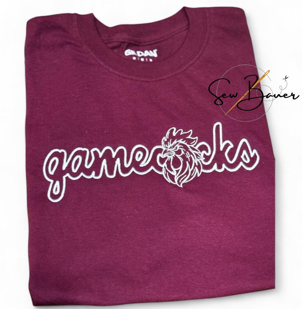 Embroidered Gamecocks Shirt: Handmade College Spirit Tee.