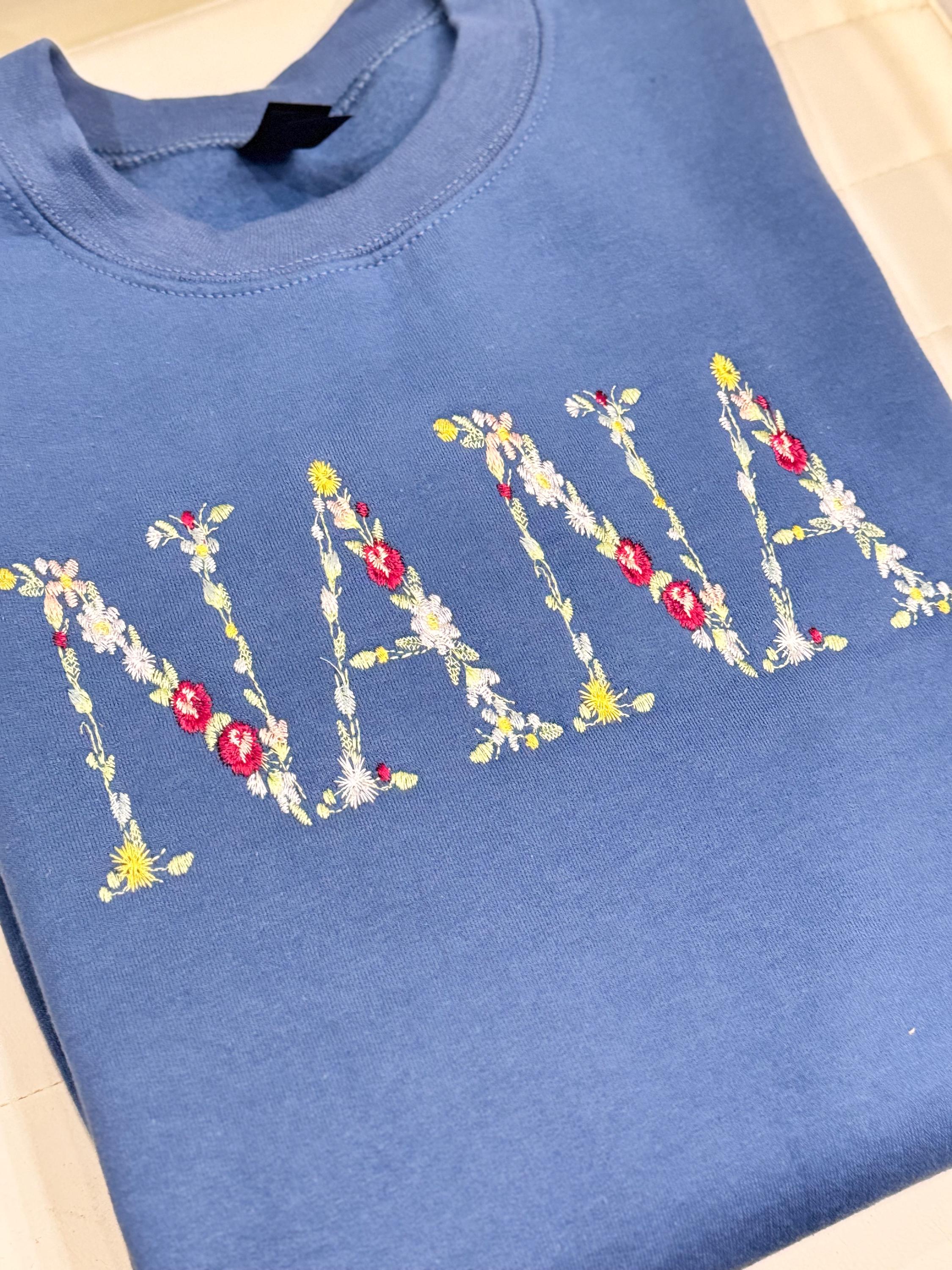 Nana Floral Embroidered Sweatshirt | Grandma Gift | Personalized Nana Crewneck | Wildflower Embroidery | Gift for Nana