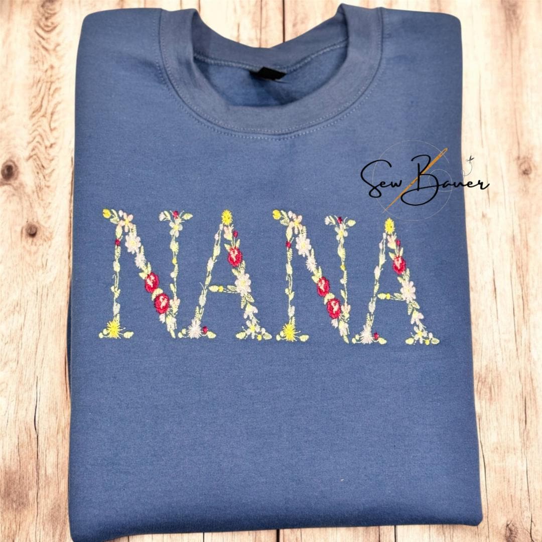 Nana Floral Embroidered Sweatshirt | Grandma Gift | Personalized Nana Crewneck | Wildflower Embroidery | Gift for Nana
